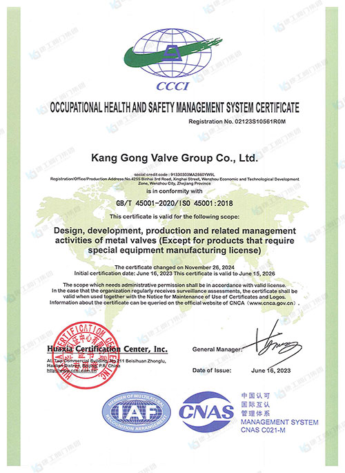职业健康安全管理体系认证证书-英文版